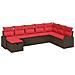 Set di divani con cuscino Marrone e Rosso polyrattan - Foto miniatura 1