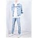 Giubbotto Trucker In Denim Stone Wash Chiaro - Foto miniatura 1