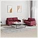 Set Di Divani 2 Pz Con Cuscini Rosso Vino In Tessuto - Foto miniatura 1