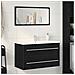 Mobile Lavabo Da Bagno Rovere Nero 80x38,5x48 Cm In Truciolato - Foto miniatura 1