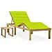 Lettino Da Giardino Con Tavolino Cuscino Legno Pino Impregnato - Foto miniatura 2
