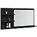 Mobiletto con Specchio per Bagno Rovere Nero 90x11x45 cm in Legno Massello - Foto miniatura 4