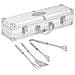 3 Accessori Per Barbecue Bbq Con Valigetta Pinza Forcone Spatola In Acciaio Inox - Foto miniatura 1