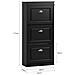 Scarpiera Salvaspazio Slim Con 3 Ante Portascarpe Salvaspazio Regolabili 52x23x117cm Nero Fsr94-sch - Foto miniatura 4