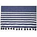 Telo Mare Fouta Da Lettino 100% Cotone Modello Lurex Con Pon Pon Telo Mare Blu - Foto miniatura 4