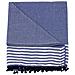 Telo Mare Fouta Da Lettino 100% Cotone Modello Lurex Con Pon Pon Telo Mare Blu - Foto miniatura 5