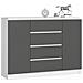 Cassettiera K140, 2 ante e 4 cassetti, 138x40x99 cm, Colore Bianco e Grigio Grafite - Foto miniatura 1