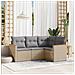 Set Divano Da Giardino 4 Pz Con Cuscini Beige In Polyrattan - Foto miniatura 1