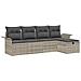 Set di divani da giardino a 5 pezzi con cuscini grigio chiaro in polyrattan - Foto miniatura 1