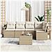 Set Divano da Giardino  con Cuscini 6 Pezzi Rattan Polvere Marrone, Divano da Giardino  a 2 Posti con Cuscini Rattan Polvere Beige - Foto miniatura 3
