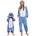 Pigiama Per Bambini Kigurumi Onesie Costume Stich Blu 105-115 - Foto miniatura 3