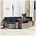 Set Divano da Giardino con cuscino 7 pcs grigio e blu navy - Foto miniatura 2
