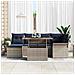 Set Divano da Giardino con cuscino 7 pcs grigio e blu navy - Foto miniatura 3