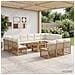 Set Divano da Giardino 14 pz Naturale e Bianco Crema polyrattan - Foto miniatura 5