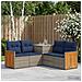 Set di divani 5 pz Grigio e Blu Navy Rattan sintetico e Acciaio - Foto miniatura 2