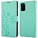 Custodia Compatibile Con Samsung Galaxy S20 Plus In Turchese Fiore - Coperchio Protettivo In Design Floreale Con Chiusura Magnetica, Funzione Stand E Slot Per Carte - Foto miniatura 8