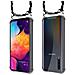 Catena Di Telefoni Cellulari Compatibile Con Samsung Galaxy A50 In Nero Argento - Coperchio Protettivo In Silicone Con Anelli D'argento, Cinturino In Corda E Custodia Staccabile - Foto miniatura 8