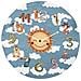 Tappeto Arredo E Gioco Antiscivolo Per Cameretta Bambini Disegno Orologio Rotondo 140 Azzurro Topazio - Foto miniatura 1