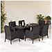 Set Da Pranzo Da Giardino 7 Pz Nero Con Cuscini In Polyrattan - Foto miniatura 1
