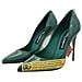 Scarpe Con Tacco In Pelle Verde E Scarpe In Plastica - Eu38.5/us8 - Foto miniatura 5