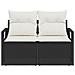 Divano da giardino a 2 posti con cuscini in polyrattan nero - Foto miniatura 5