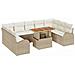 Set da Pranzo da Giardino da 10 Pezzi con Cuscini Beige Polyrattan Acacia - Foto miniatura 1