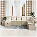 Set Divano da Giardino 8 Pezzi con Cuscini Beige in Polirattan - Foto miniatura 3