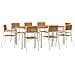 Set da pranzo  9 pezzi in legno massello di acacia, Tavolo da pranzo all'aperto  200x90x74.5 cm in legno massello di acacia, Sedie da giardino impilabili  4 pezzi in legno massello di acacia e metallo - Foto miniatura 1