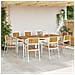 Set da pranzo  9 pezzi in legno massello di acacia, Tavolo da pranzo all'aperto  200x90x74.5 cm in legno massello di acacia, Sedie da giardino impilabili  4 pezzi in legno massello di acacia e metallo - Foto miniatura 4