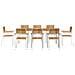 Set da pranzo  9 pezzi in legno massello di acacia, Tavolo da pranzo all'aperto  200x90x74.5 cm in legno massello di acacia, Sedie da giardino impilabili  4 pezzi in legno massello di acacia e metallo - Foto miniatura 7