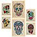 Set Di 6 Stampe Collezione Di Piatti Vintage Skulls Con Collage Estetico Per La Decorazione D'interni A3 & A4 Telaio In Legno Chiaro - Foto miniatura 1