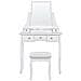 Tavolino Da Toeletta 5 Cassetti Specchio Rettangolare E Sgabello Bianco Rayon - Foto miniatura 8