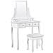 Tavolino Da Toeletta 5 Cassetti Specchio Rettangolare E Sgabello Bianco Rayon - Foto miniatura 9