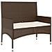 Panca Da Giardino A 2 Posti Con Cuscini In Polyrattan Marrone - Foto miniatura 2