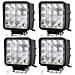 4x Faro Supplementare Profondita Auto Fuoristrada 12v Quadrato 16 Led 6000k 48w - Foto miniatura 1