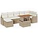 Set divano da giardino 8 pezzi con cuscini Beige in polirattan Acacia, Divano da giardino 2 posti con cuscini Beige in polirattan - Foto miniatura 1