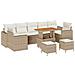 Set Divano da Giardino da 10 Pezzi con Cuscini Beige Polyrattan Acacia,  Set da Pranzo da Giardino da 3 Pezzi con Cuscini Beige Polyrattan Acacia - Foto miniatura 1