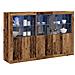 Sideboard con luci LED Legno Vecchio 162x37x100 cm Legno ingegnerizzato - Foto miniatura 3