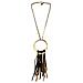 Collana Lunga In Pelle Con Frange In Marrone, Oro E Ottone - Foto miniatura 1