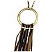 Collana Lunga In Pelle Con Frange In Marrone, Oro E Ottone - Foto miniatura 2