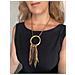 Collana Lunga In Pelle Con Frange In Marrone, Oro E Ottone - Foto miniatura 3