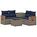 Set di divani 6 pz Grigio e Blu Navy Rattan sintetico e Acciaio - Foto miniatura 1