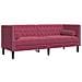 Set Divani Chesterfield 3pz con Cuscini Rosso Vino Velluto - Foto miniatura 4