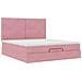 Struttura Letto Pouf con Materassi Rosa 200x200 cm Velluto - Foto miniatura 7