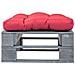 Divano Da Giardino Su Pallet Con Cuscino Rosso Legno Fsc Grigio - Foto miniatura 3