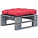 Divano Da Giardino Su Pallet Con Cuscino Rosso Legno Fsc Grigio - Foto miniatura 1