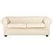 Set Divani 4 Posti In Pelle Color Crema Chesterfield - Foto miniatura 3