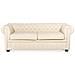 Set Divani 4 Posti In Pelle Color Crema Chesterfield - Foto miniatura 7