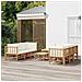 Set Salotto Da Giardino 9pz Con Cuscini Bianco Crema In Bambù - Foto miniatura 1