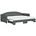 Divano Letto Estraibile Materassi Grigio Scuro 90x200cm Tessuto - Foto miniatura 1